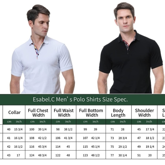 Esabel.C Mens Polo Shirts Short Sleeve Rugular Fit Fashion Designed Shirts small - Picture 2 of 6